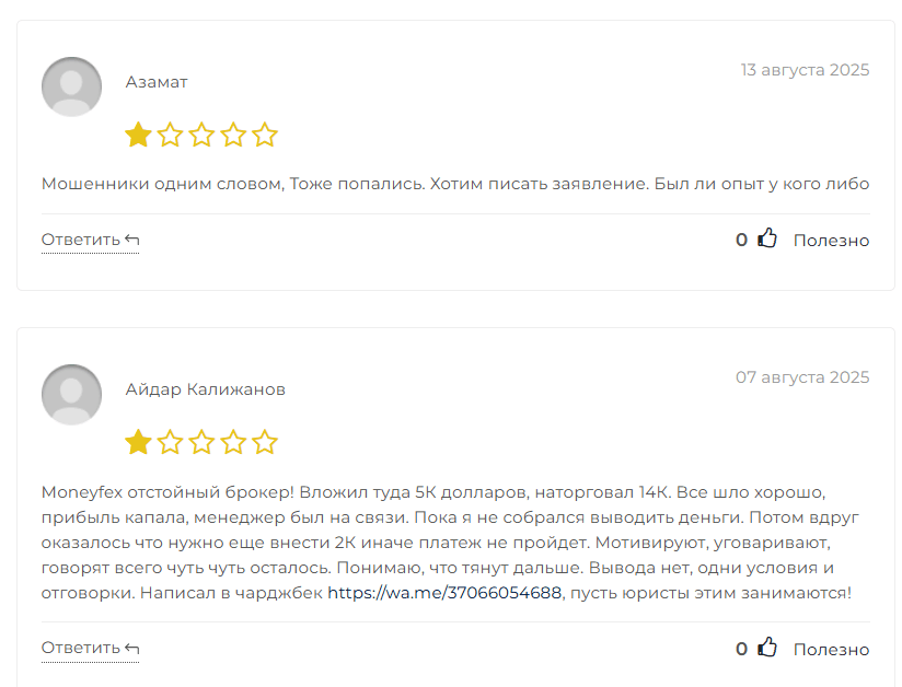 Moneyfex отзывы