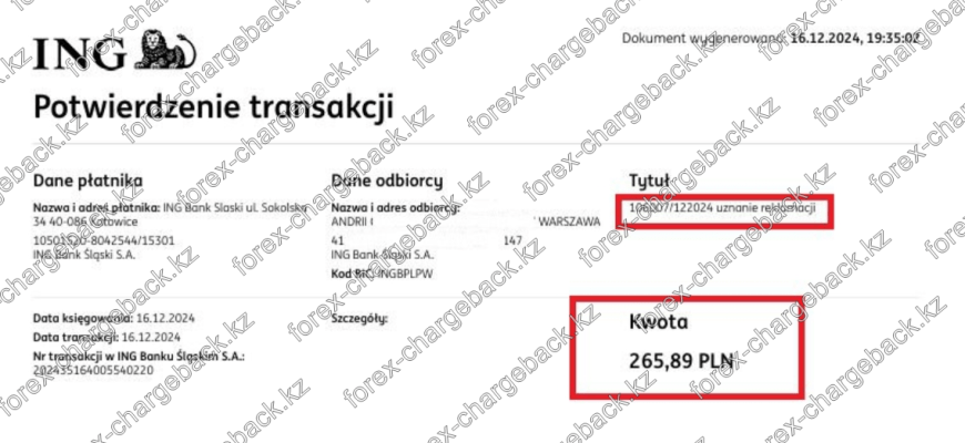 Cauvo Capital - возврат/чарджбэк 265,89 PLN